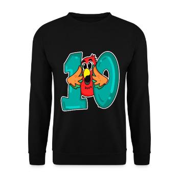 10th Birthday Motif Parrot - Ten - 10 Years - Unisex Sweatshirt - black - Front - Alina (178cm) & Michal (187cm)