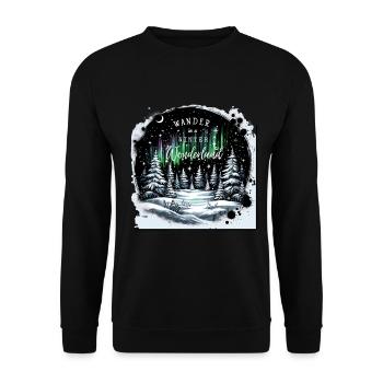 Winterwald Design für die Feiertage - Unisex Pullover - Schwarz - Vorne - Alina (178cm) & Michal (187cm)
