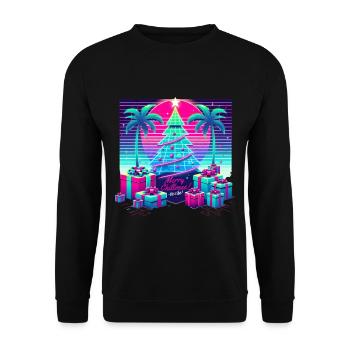 Conception d’arbre de Noël Vaporwave pour Chillmas - Sweat-shirt Unisexe - noir - Devant - Alina (178cm) & Michal (187cm)