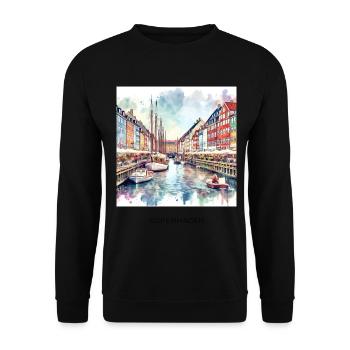 Nyhavn Kopenhagen Skandinavien Dänemark Sommer - Unisex Pullover - Schwarz - Vorne - Alina (178cm) & Michal (187cm)