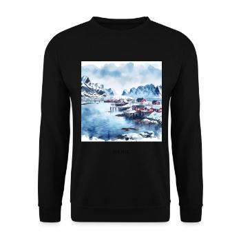 Pure Lofoten Hiver Scandinavie Norvège - Sweat-shirt Unisexe - noir - Devant - Alina (178cm) & Michal (187cm)