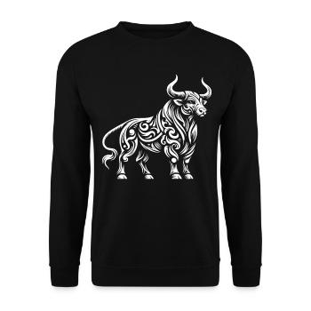 Taureau tribal - Sweat-shirt Unisexe - noir - Devant - Alina (178cm) & Michal (187cm)