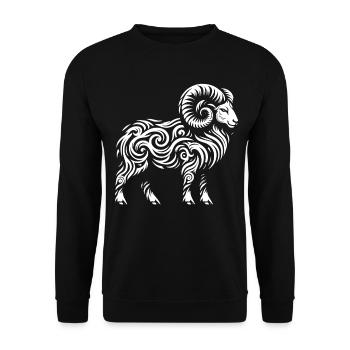 Bélier tribal - Sweat-shirt Unisexe - noir - Devant - Alina (178cm) & Michal (187cm)