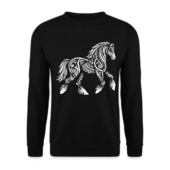 Cheval tribal - Sweat-shirt Unisexe - noir - Devant - Alina (178cm) & Michal (187cm)