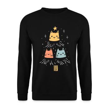 Cats Christmas Tree Cat Lover Gift - Unisex Sweatshirt - black - Front - Alina (178cm) & Michal (187cm)