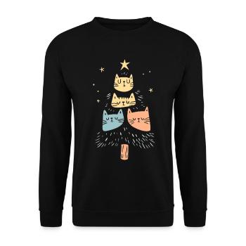 Christmas Cats Cats Christmas Tree Gift - Unisex Sweatshirt - black - Front - Alina (178cm) & Michal (187cm)