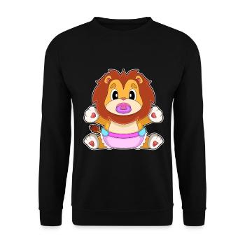 Löwe Baby Schnuller - Unisex Pullover - Schwarz - Vorne - Alina (178cm) & Michal (187cm)