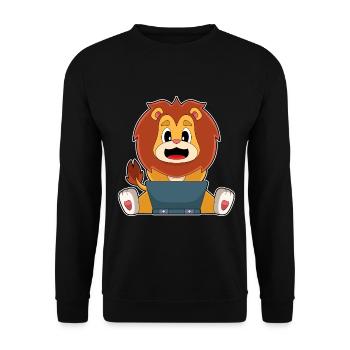Lion Laptop - Unisex Sweatshirt - black - Front - Alina (178cm) & Michal (187cm)