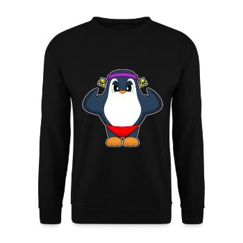 Penguin Bodybuilder Bodybuilding Sport - Unisex Sweatshirt - black - Front - Alina (178cm) & Michal (187cm)