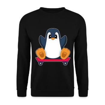 Pinguin Skater Skateboard - Unisex Pullover - Schwarz - Vorne - Alina (178cm) & Michal (187cm)