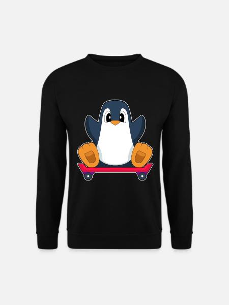 Pingouin Skater Skateboard - Sweat-shirt Unisexe - noir