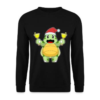 Schildkröte Weihnachten Weihnachtsglocken - Unisex Pullover - Schwarz - Vorne - Alina (178cm) & Michal (187cm)