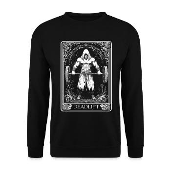 Tod Skelett Tarot Deadlift Kreuzheben Tarotkarte - Unisex Pullover - Schwarz - Vorne - Alina (178cm) & Michal (187cm)
