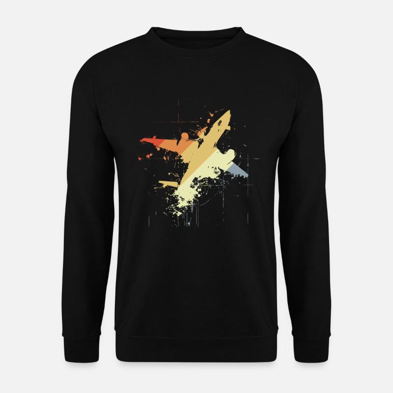 80er Jahre Flugzeug Grafik - Unisex Pullover - Schwarz