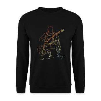 Banjo Spieler Line Art - Unisex Pullover - Schwarz - Vorne - Alina (178cm) & Michal (187cm)