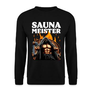 SAUNA MEISTER - Unisex Pullover - Schwarz - Vorne - Alina (178cm) & Michal (187cm)