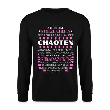BIN EINE STOLZE CHEFIN BRILLIANTER CHAOTEN TEAM - Unisex Pullover - Schwarz - Vorne - Alina (178cm) & Michal (187cm)