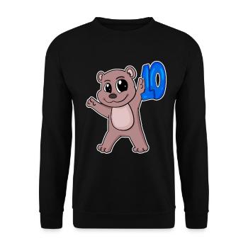 10th Birthday Motif Bear - Ten - 10 Years - Unisex Sweatshirt - black - Front - Alina (178cm) & Michal (187cm)
