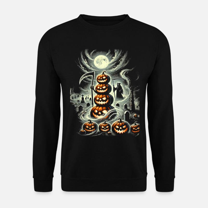 Gruseliger Halloween-Kürbisturm - Unisex Pullover - Schwarz