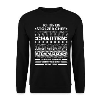 ICH BIN EINE STOLZER CHEF BRILLIANTER CHAOTEN - Unisex Pullover - Schwarz - Vorne - Alina (178cm) & Michal (187cm)