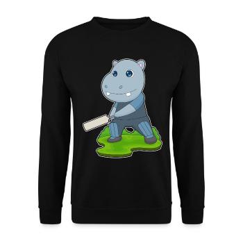 Hippopotame Cricket Battes de cricket - Sweat-shirt Unisexe - noir - Devant - Alina (178cm) & Michal (187cm)