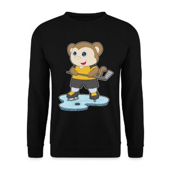 Affe Eishockey Eishockeyschläger - Unisex Pullover - Schwarz - Vorne - Alina (178cm) & Michal (187cm)