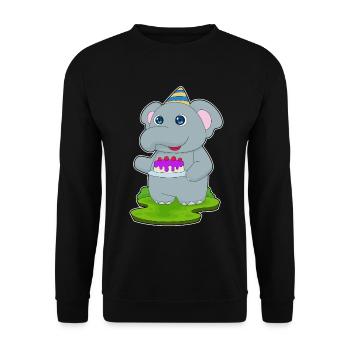 Gâteau d’anniversaire d’éléphant - Sweat-shirt Unisexe - noir - Devant - Alina (178cm) & Michal (187cm)