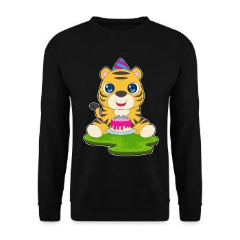 Gâteau d’anniversaire Tiger - Sweat-shirt Unisexe - noir - Devant - Alina (178cm) & Michal (187cm)