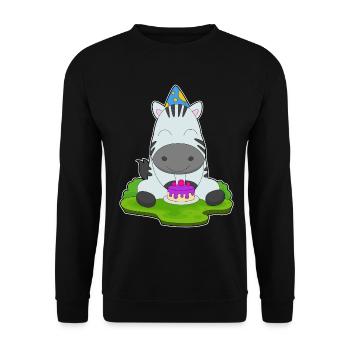 Gâteau d’anniversaire zèbre - Sweat-shirt Unisexe - noir - Devant - Alina (178cm) & Michal (187cm)