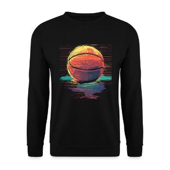 Basketball Ball Retrowave - Unisex Sweatshirt - black - Front - Alina (178cm) & Michal (187cm)