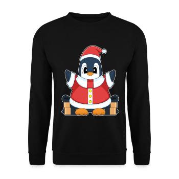 Pinguin Weihnachten Weihnachtsmann - Unisex Pullover - Schwarz - Vorne - Alina (178cm) & Michal (187cm)