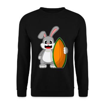 Bunny Surfing Surfboard Summer - Unisex Sweatshirt - black - Front - Alina (178cm) & Michal (187cm)