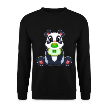 Panda Baby Bib Pacifier - Unisex Sweatshirt - black - Front - Alina (178cm) & Michal (187cm)