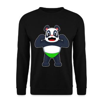 Panda Bodybuilder Bodybuilding Sport - Unisex Pullover - Schwarz - Vorne - Alina (178cm) & Michal (187cm)