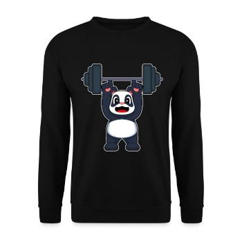 Panda Bodybuilder Langhantel Bodybuilding - Unisex Pullover - Schwarz - Vorne - Alina (178cm) & Michal (187cm)