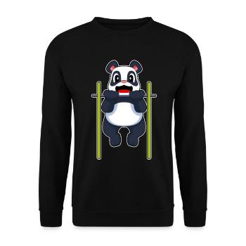 Panda Bodybuilder Klimmzüge Bodybuilding - Unisex Pullover - Schwarz - Vorne - Alina (178cm) & Michal (187cm)