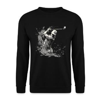 Golfer Zeichnung - Unisex Pullover - Schwarz - Vorne - Alina (178cm) & Michal (187cm)
