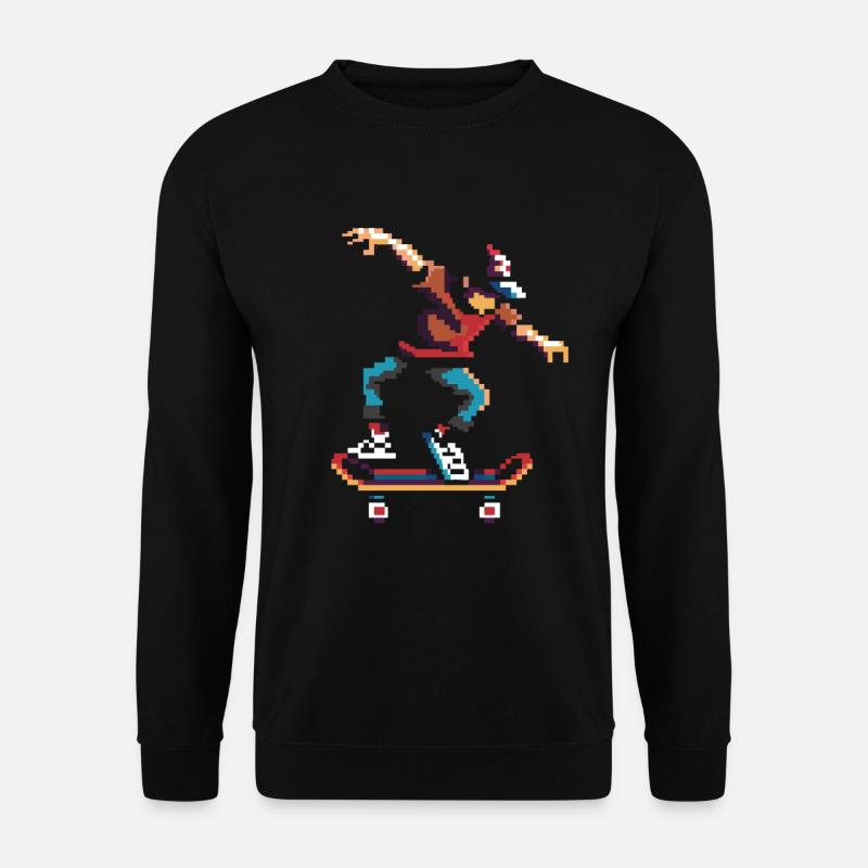 Skateboarder Pixel Kunst - Unisex Pullover - Schwarz