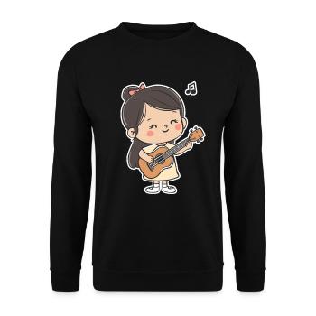 Ukulele Girl Grafik - Unisex Pullover - Schwarz - Vorne - Alina (178cm) & Michal (187cm)
