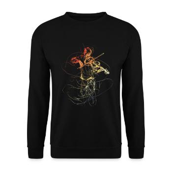 Vintage Violin Player Drawing - Unisex Sweatshirt - black - Front - Alina (178cm) & Michal (187cm)
