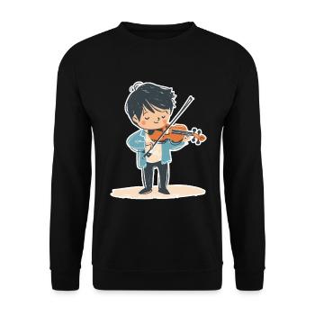 Kleiner Geigenjunge - Unisex Pullover - Schwarz - Vorne - Alina (178cm) & Michal (187cm)
