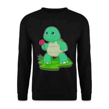 Turtle Flower - Unisex Sweatshirt - black - Front - Alina (178cm) & Michal (187cm)
