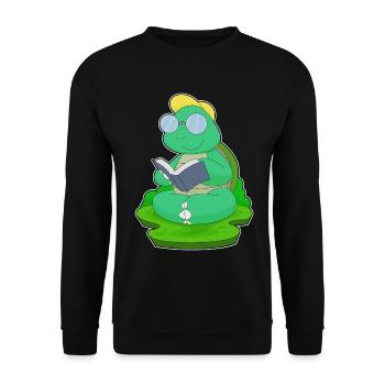 Turtle Nerd Book Glasses - Unisex Sweatshirt - black - Front - Alina (178cm) & Michal (187cm)