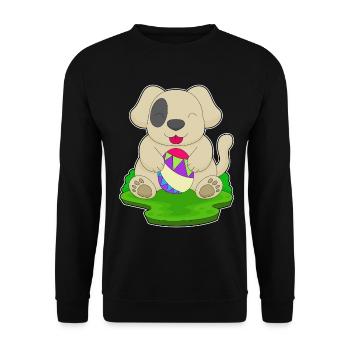 Hund Ostern Osterei - Unisex Pullover - Schwarz - Vorne - Alina (178cm) & Michal (187cm)