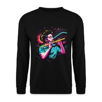 Graphique de joueur de flûte rétro - Sweat-shirt Unisexe - noir - Devant - Alina (178cm) & Michal (187cm)