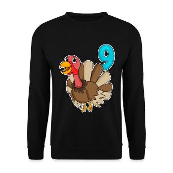 9th Birthday Motif Turkey - 9 Years - Unisex Sweatshirt - black - Front - Alina (178cm) & Michal (187cm)