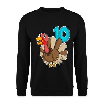 10th Birthday Motif Turkey - Ten - 10 Years - Unisex Sweatshirt - black - Front - Alina (178cm) & Michal (187cm)
