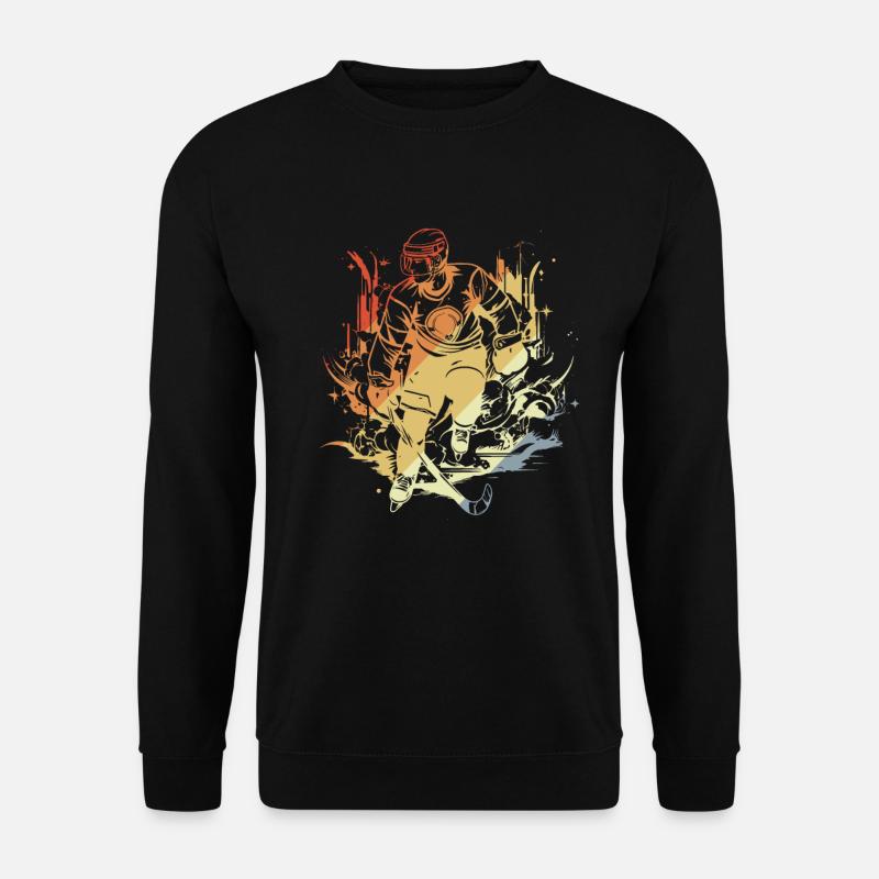 Eishockeyspieler Comic Stil - Unisex Pullover - Schwarz