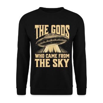"The Gods Who Came From The Sky" - Alien Visitors - Unisex Pullover - Schwarz - Vorne - Alina (178cm) & Michal (187cm)
