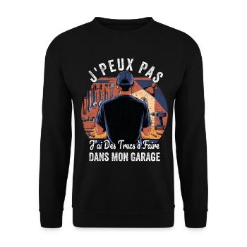 Dad Handyman Humor Gift Garage DIY - Unisex Sweatshirt - black - Front - Alina (178cm) & Michal (187cm)